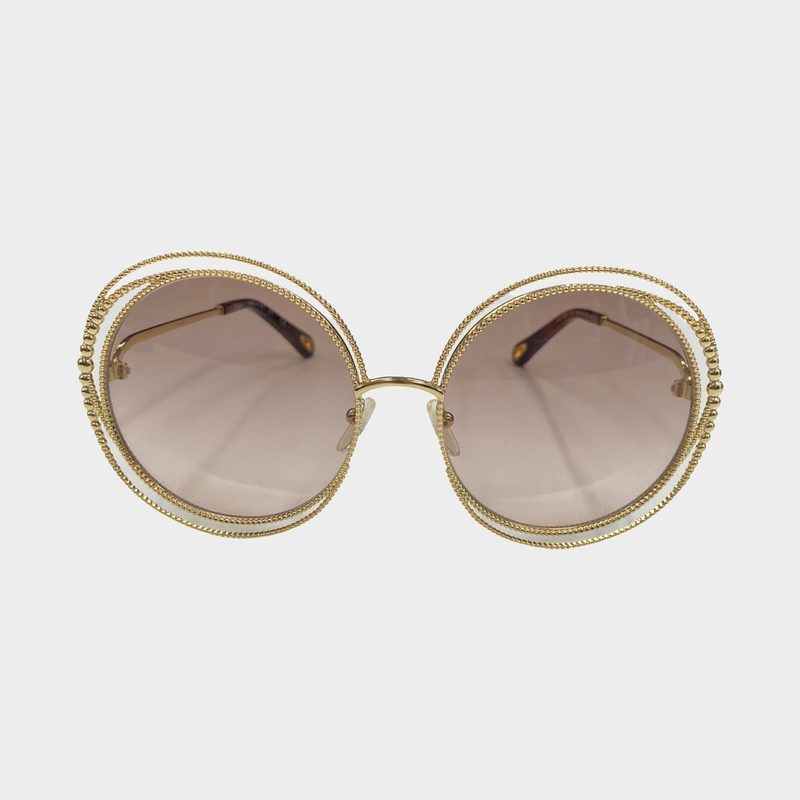 Chloe Women's Round Gold Sunglasses