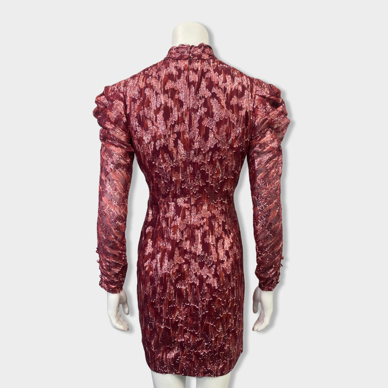 JONATHAN SIMKHAI burgundy metallic mini dress