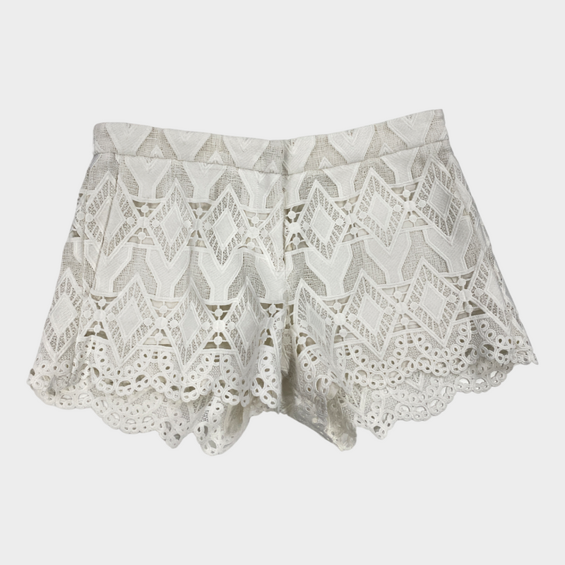 Maje women's ecru cotton and polyester lace shorts