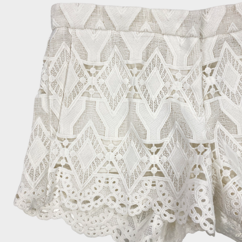Maje women's ecru cotton and polyester lace shorts