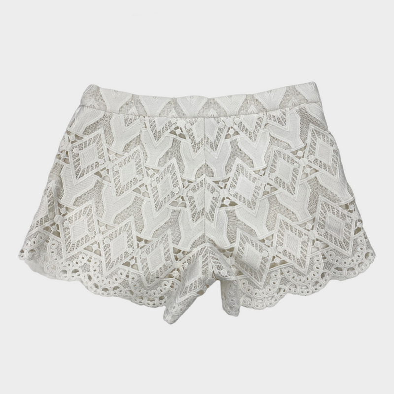 Maje women's ecru cotton and polyester lace shorts