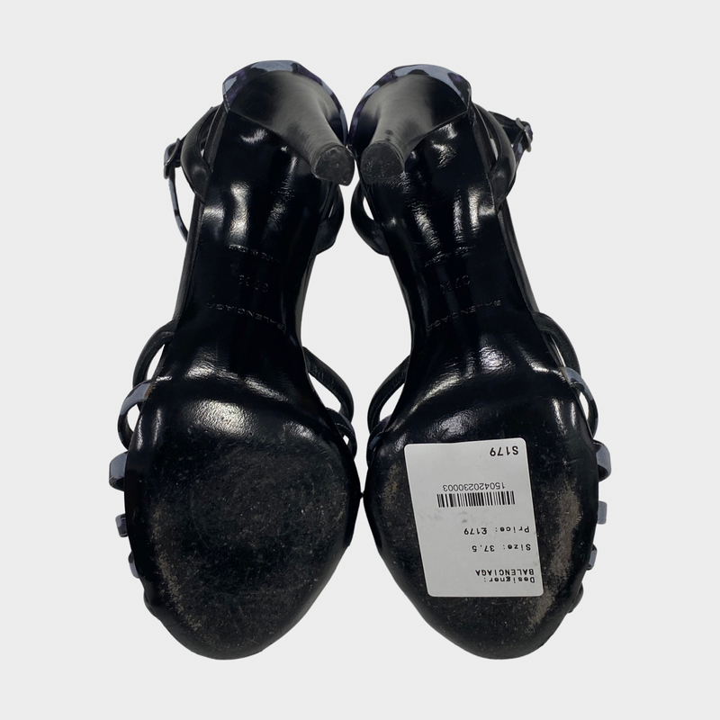 Balenciaga Printed Satin Sandal Heels