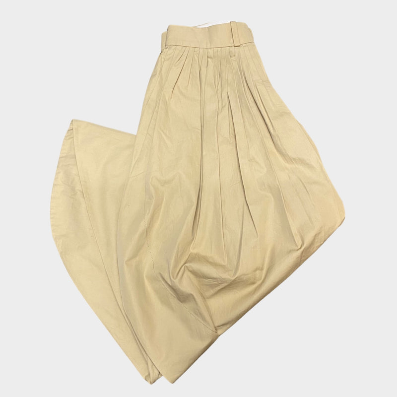 Chloe Women's Camel  Cotton Wide-fit Open Side Trousers