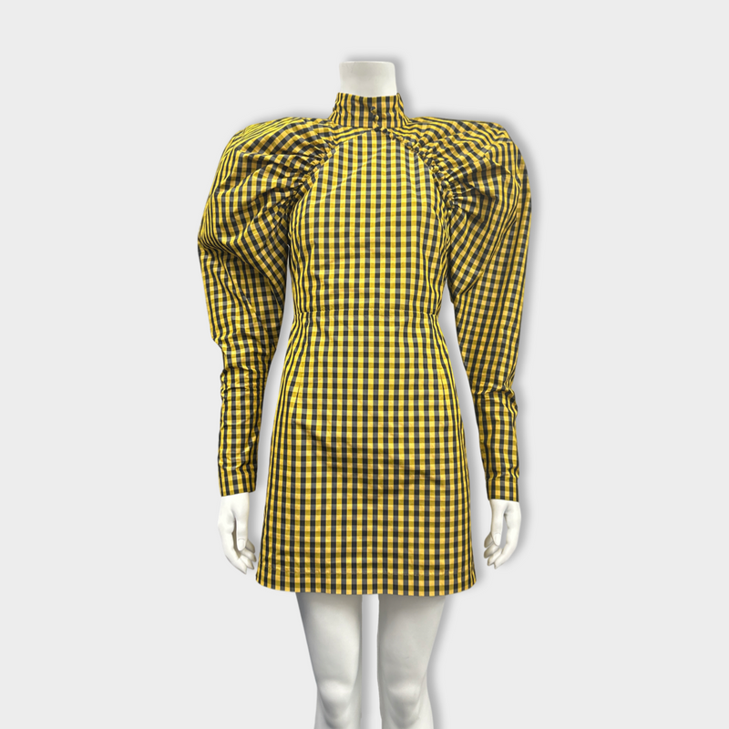 pre-loved UNSIGNED yellow checked dress | Size S