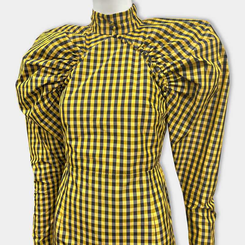 pre-owned UNSIGNED yellow checked dress | Size S