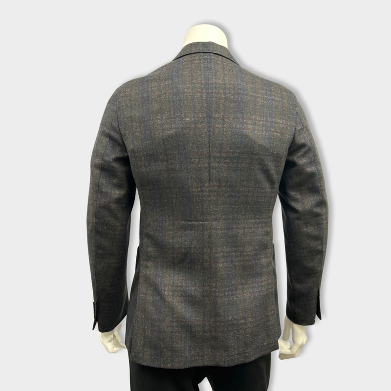 ERMENEGILDO ZEGNA navy and brown woolen jacket