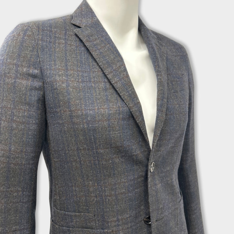 pre-owned ERMENEGILDO ZEGNA navy and brown woolen jacket | Size IT48