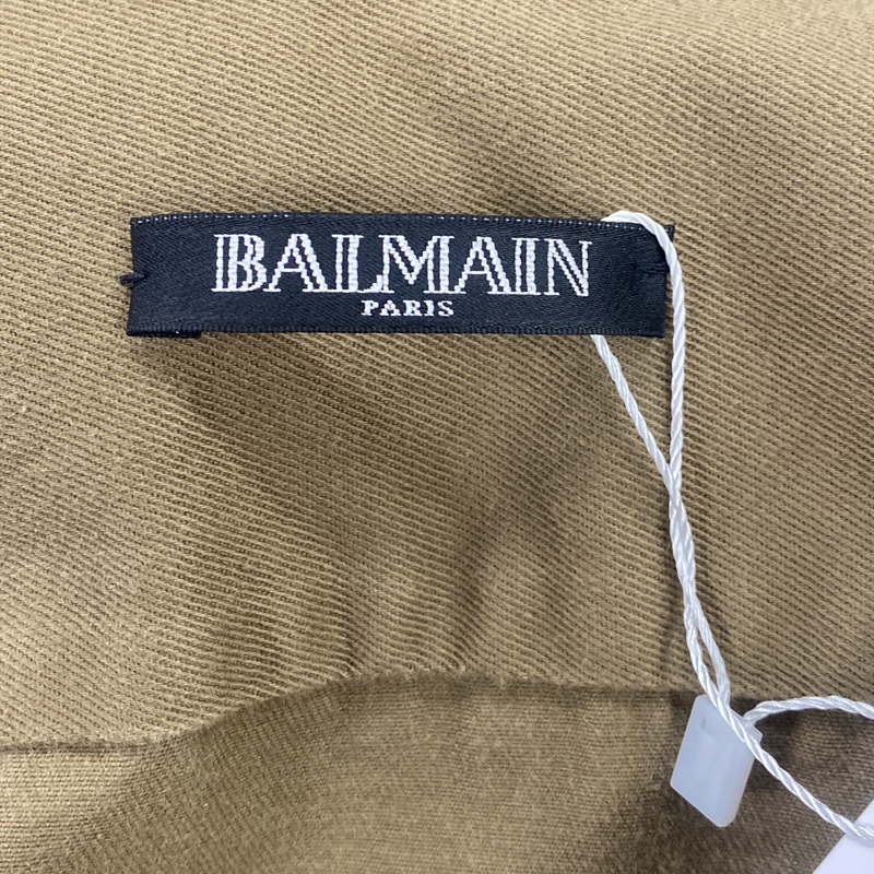 Balmain men’s khaki cotton shirt with silver buttons