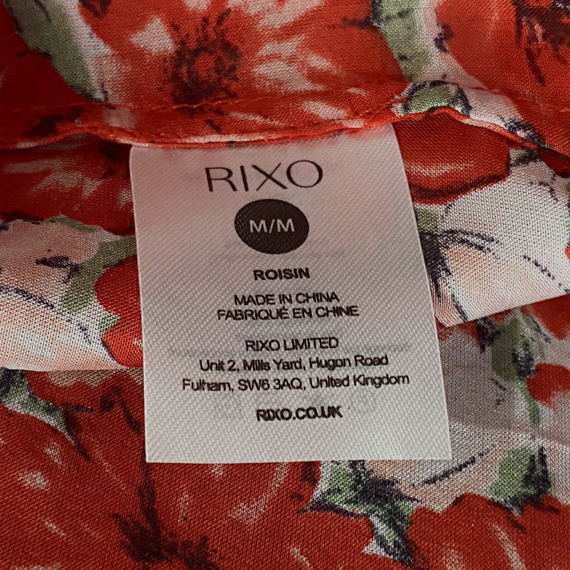 Rixo Red Floral Silk Ruffle Wrap Top