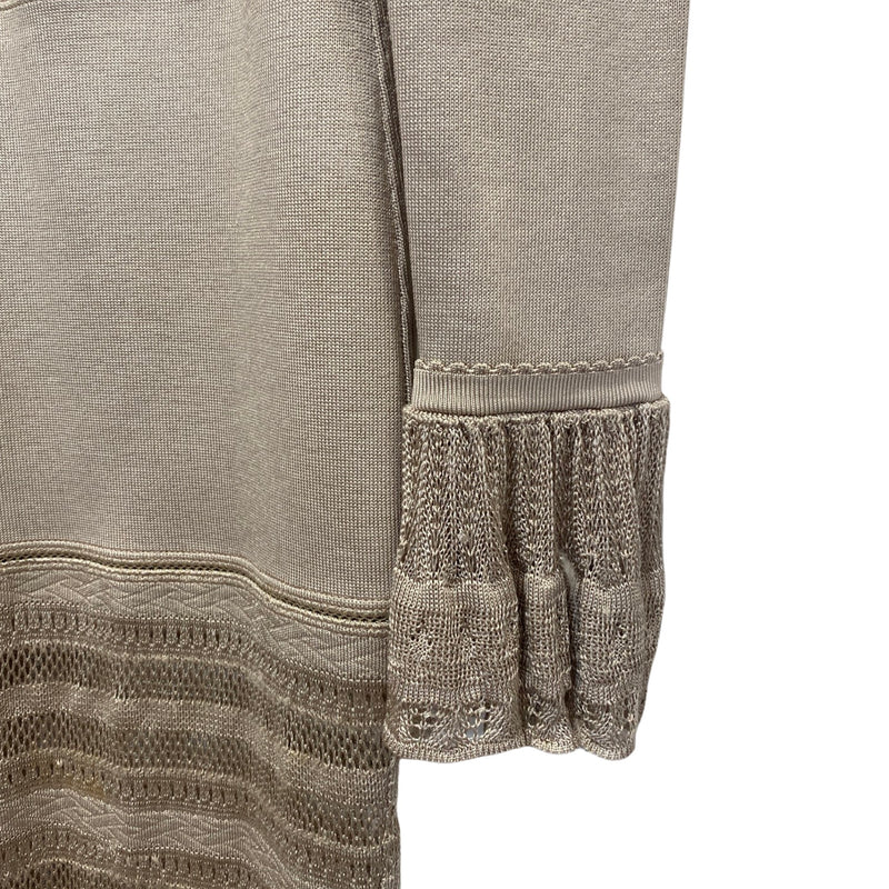 Alaia beige knitted maxi dress with geometric motifs | Size S
