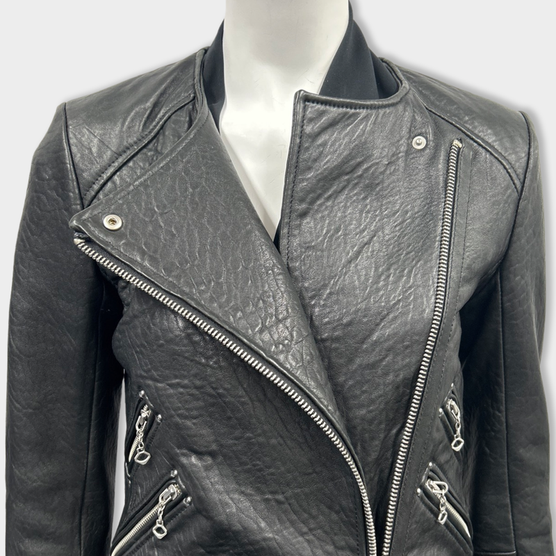 pre-owned ISABEL MARANT ETOILE black leather jacket | Size FR34