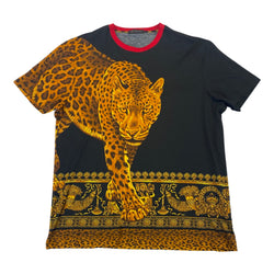 pre-owned Versace animal print cotton T-shirt | Size XL