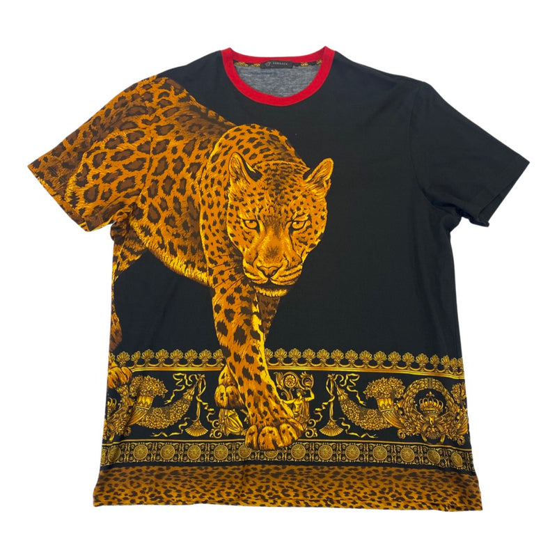 pre-owned Versace animal print cotton T-shirt | Size XL