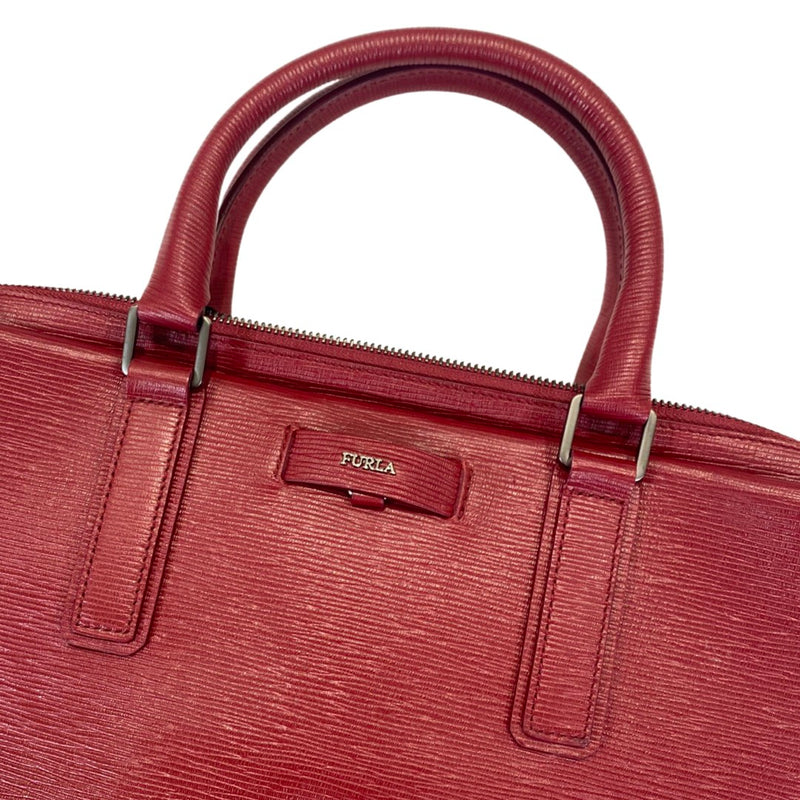 pre-loved FURLA burgundy red leather handbag