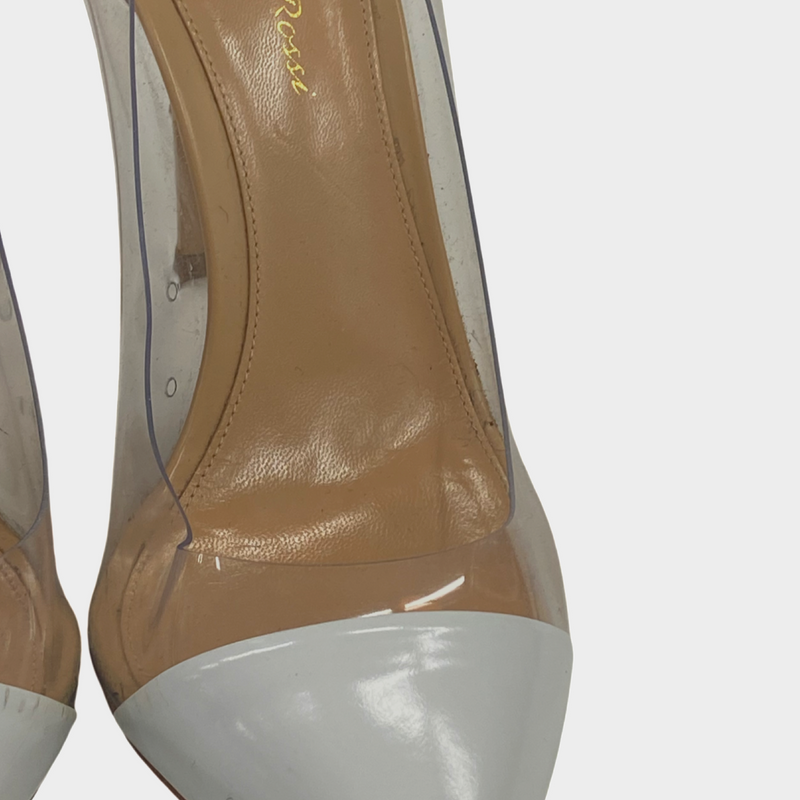 Gianvito Rossi Nude And White Tip Transparent Panel Pumps