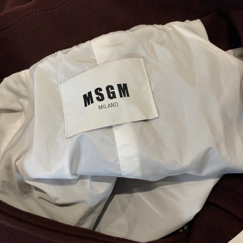 MSGM brown and white logo oversized woolen coat