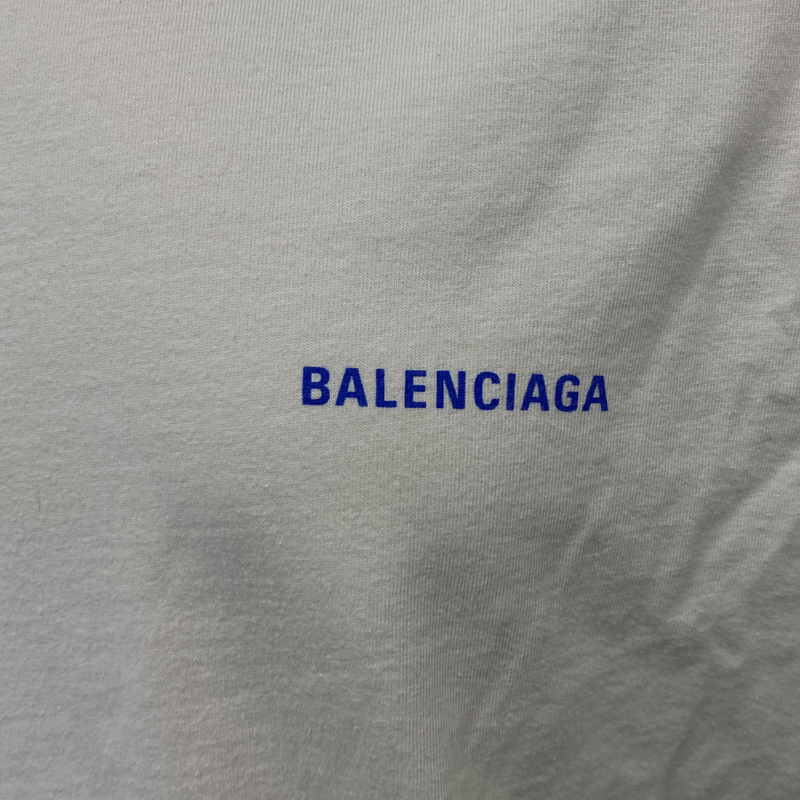 Balenciaga Men's Ecru Cotton T-Shirt With Logo Details