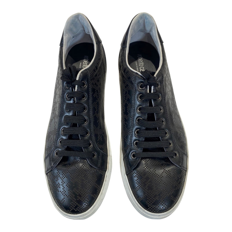 pre-loved ROBERTO CAVALLI black leather trainers | Size 44