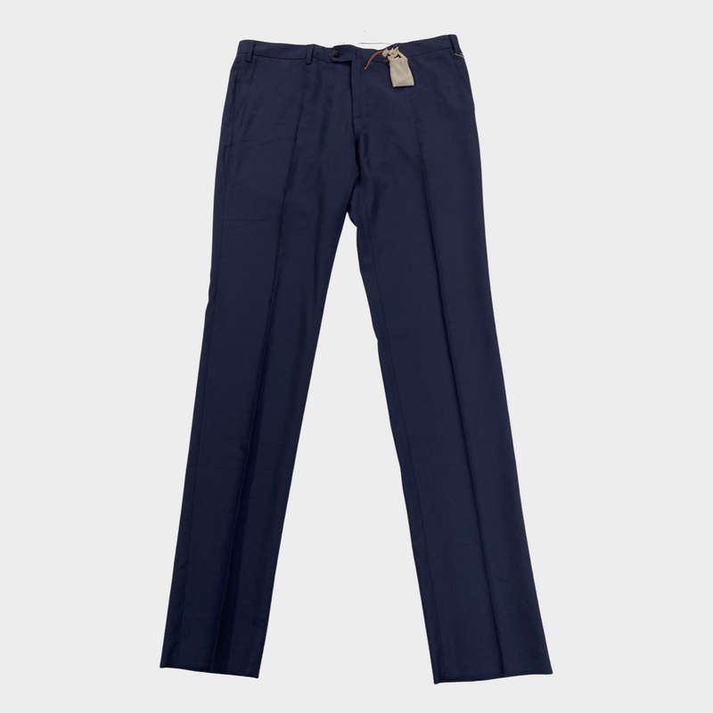 Loro Piana Men's Navy Wool Slim Fit Trousers