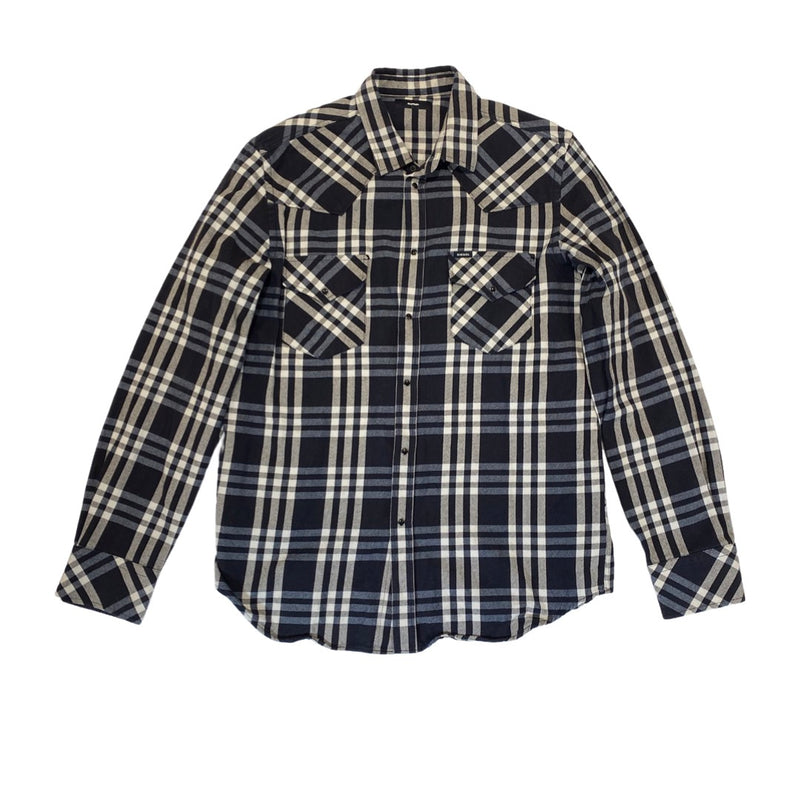 pre-owned DIESEL navy checked cotton shirt  | Size XL