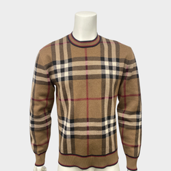 Burberry men’s brown checked wool jumper