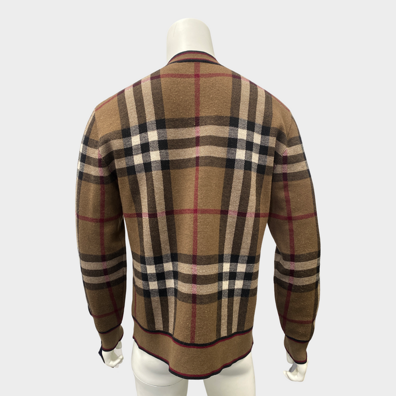 Burberry men’s brown checked wool jumper