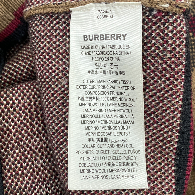 Burberry men’s brown checked wool jumper