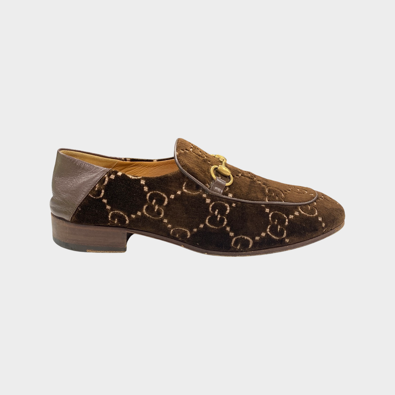 Gucci Jordaan men’s brown velvet loafers