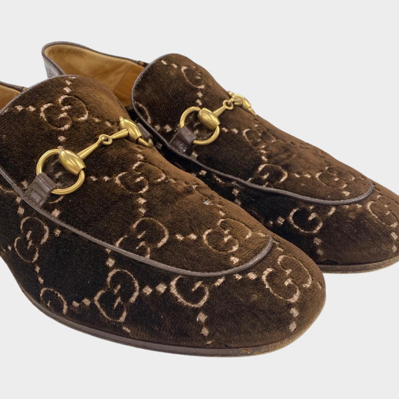 Gucci Jordaan men’s brown velvet loafers