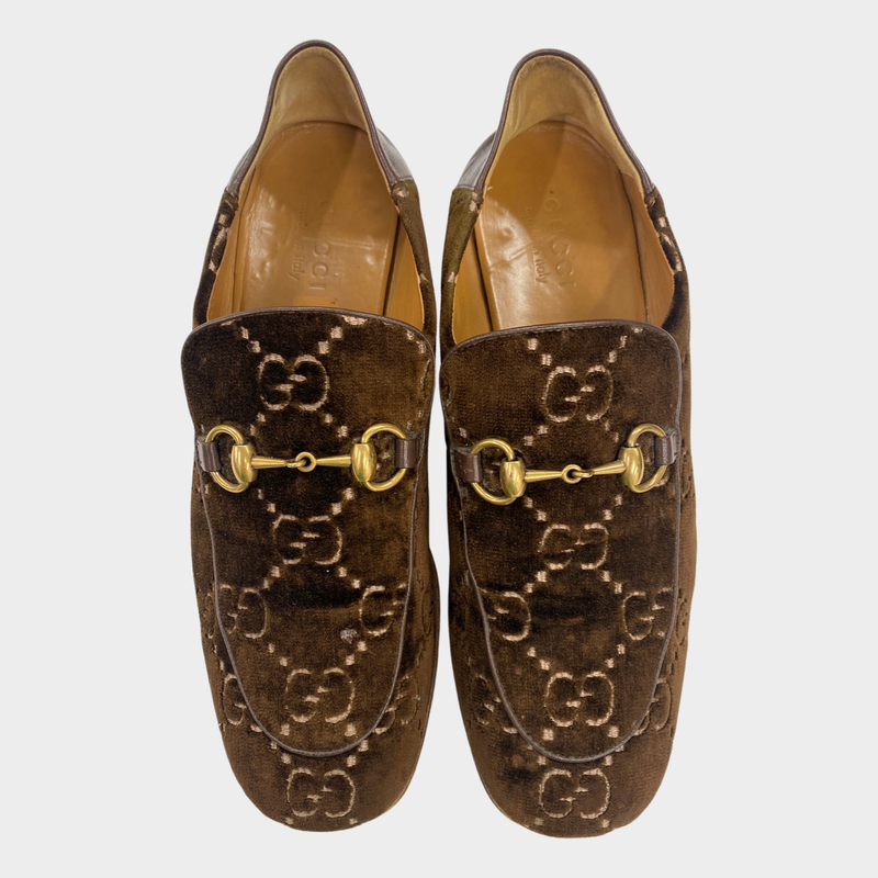 Gucci Jordaan men’s brown velvet loafers