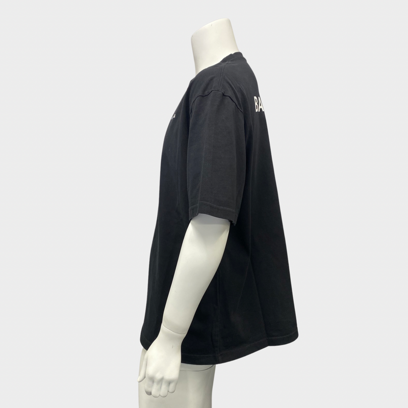 Balenciaga men’s logo black cotton oversized T-shirt