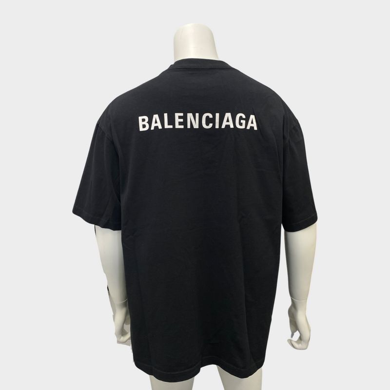 Balenciaga men’s logo black cotton oversized T-shirt