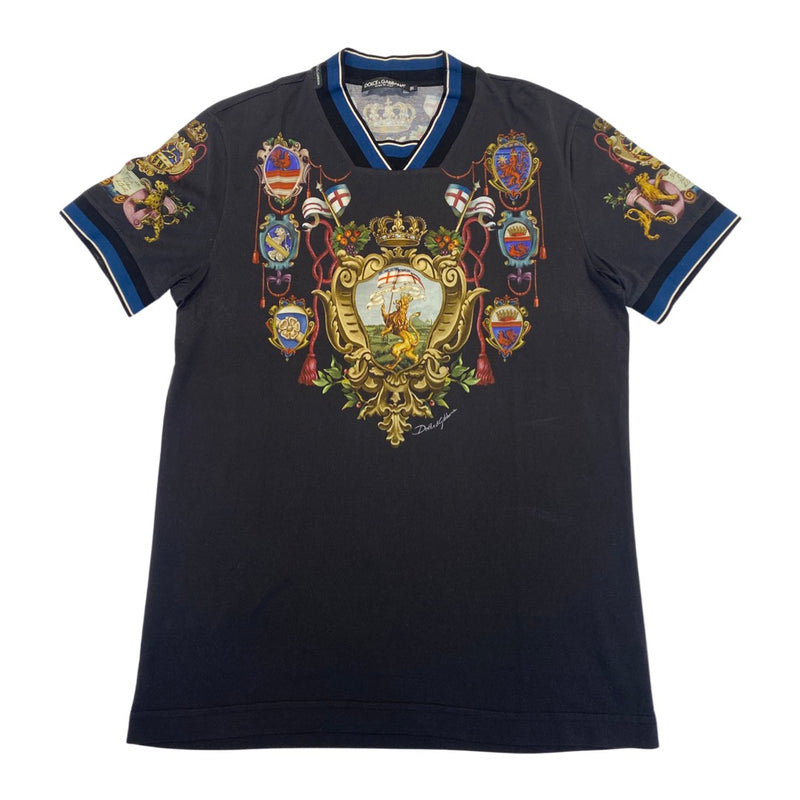 pre-owned DOLCE&GABBANA black and navy crown print T-shirt | Size IT50