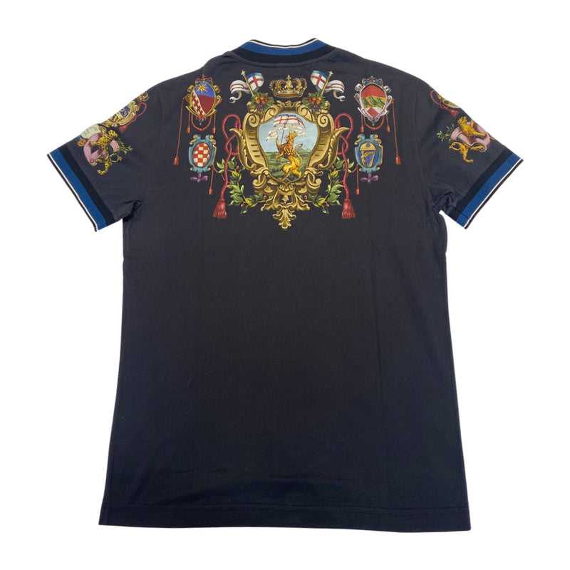 pre-loved DOLCE&GABBANA black and navy crown print T-shirt | Size IT50