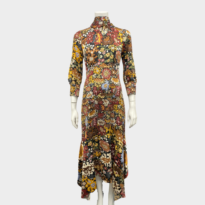 Peter Pilotto ochre multicolour floral print silk dress