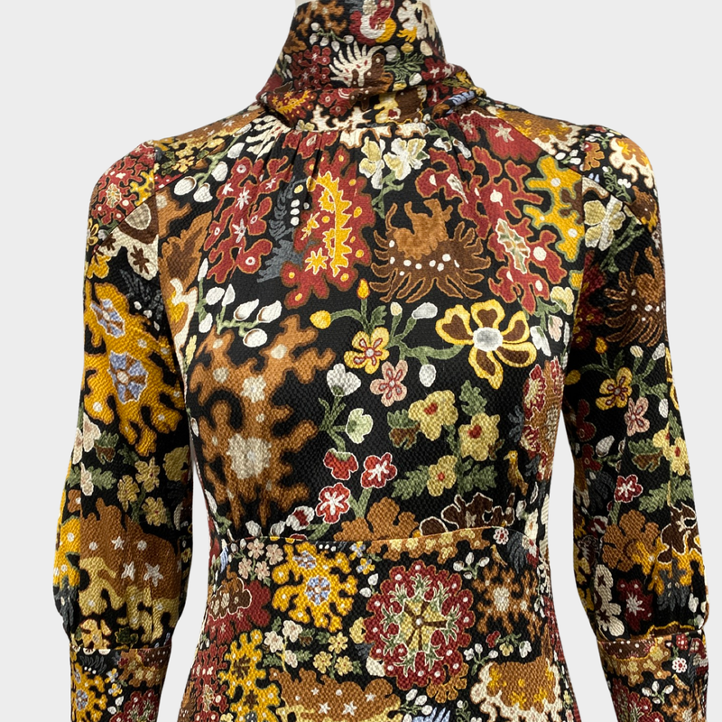 Peter Pilotto ochre multicolour floral print silk dress