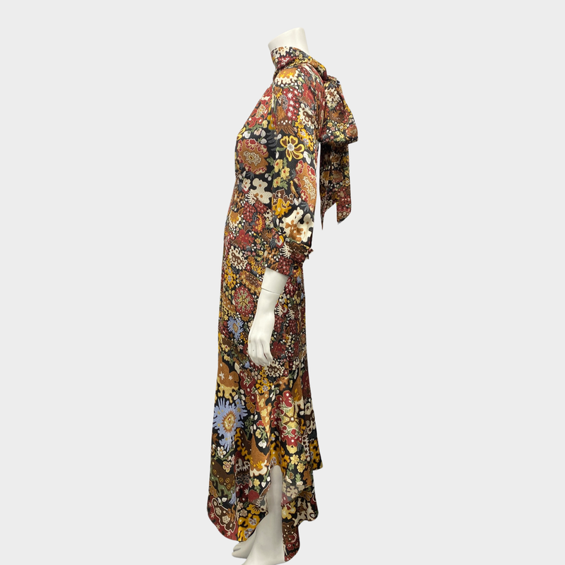 Peter Pilotto ochre multicolour floral print silk dress