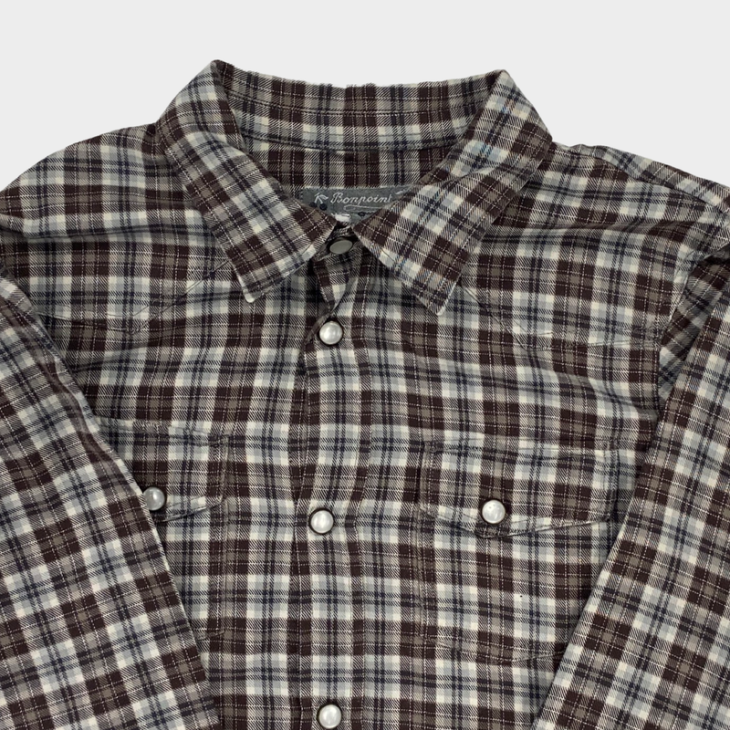 Bonpoint boy's cool tone tartan check cotton shirt