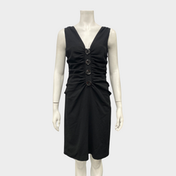 Dolce&Gabbana black wool pleated dress with front buttons
