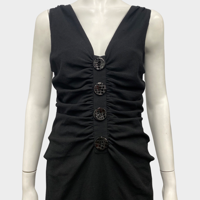 Dolce&Gabbana black wool pleated dress with front buttons
