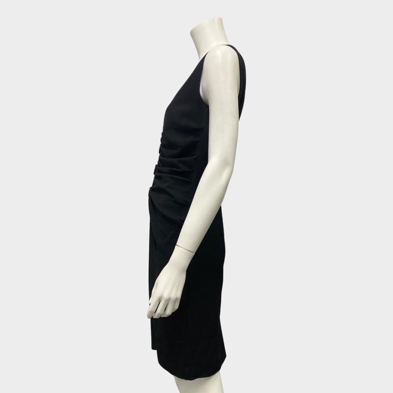 Dolce&Gabbana black wool pleated dress with front buttons