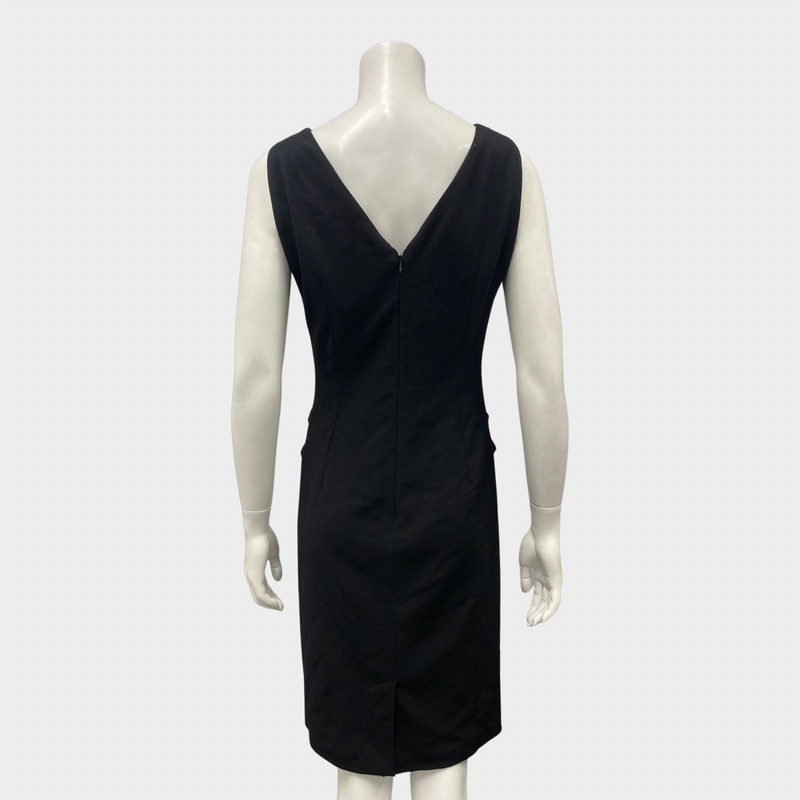 Dolce&Gabbana black wool pleated dress with front buttons