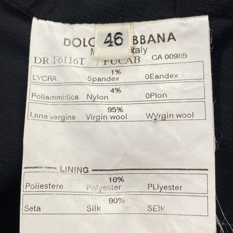 Dolce&Gabbana black wool pleated dress with front buttons