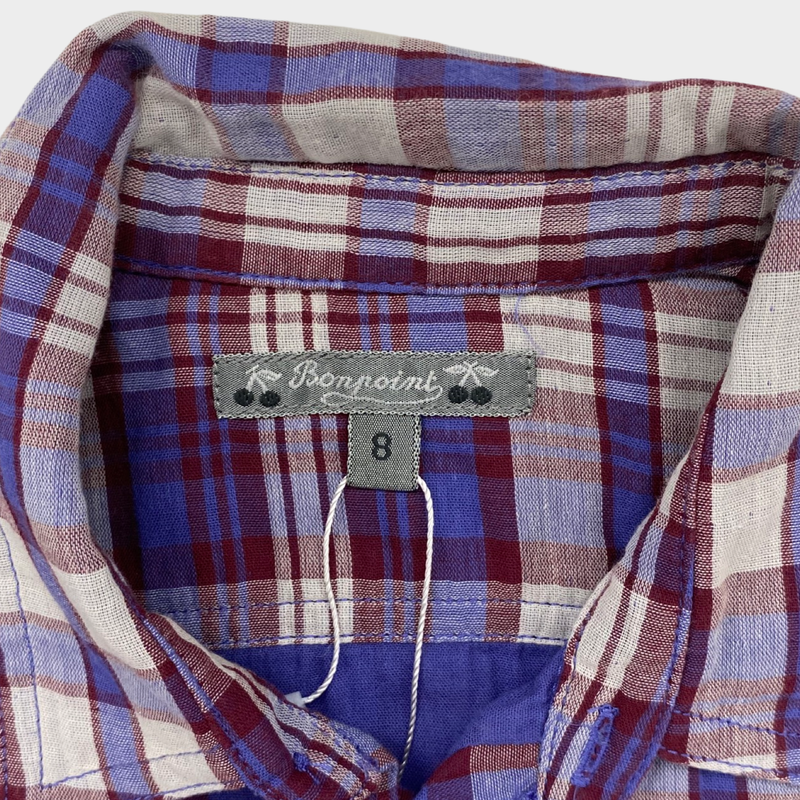 Bonpoint boy's checked purple cotton shirt