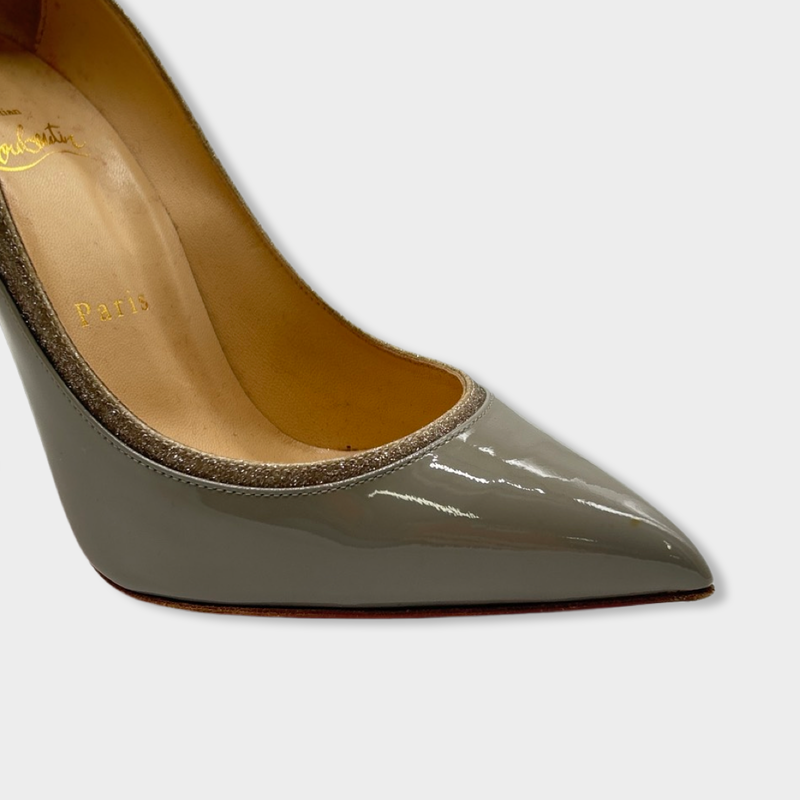 second-hand CHRISTIAN LOUBOUTIN grey patent leather pumps | Size EU38 UK5