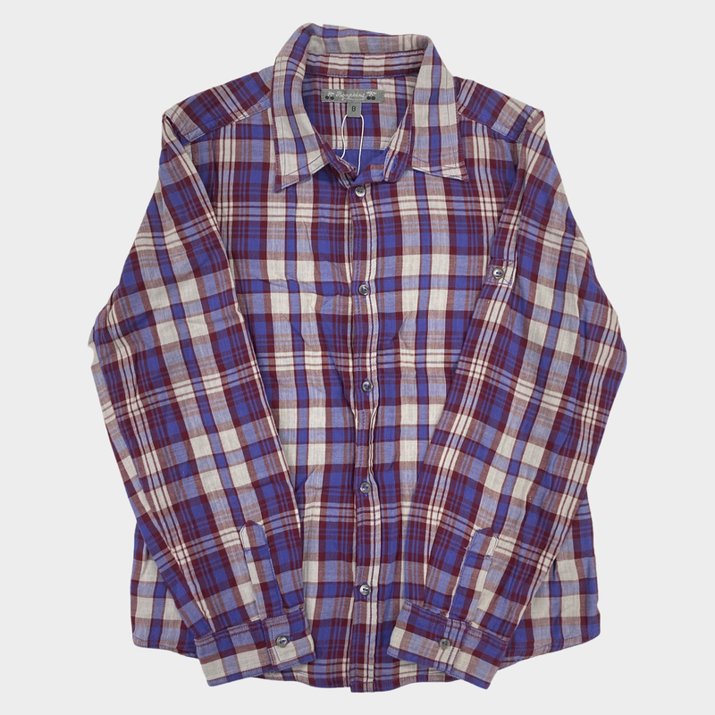 Bonpoint boy's checked purple cotton shirt