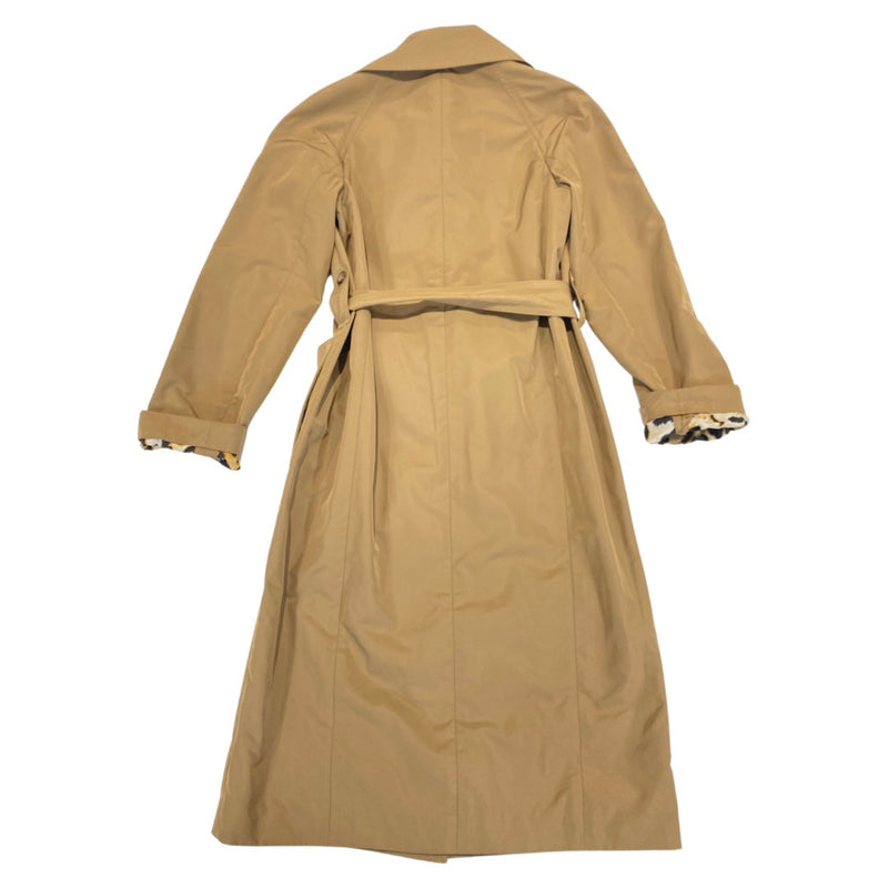 second-hand YVES SAINT LAURENT brown beige trench coat with animal print underlining | Size FR34