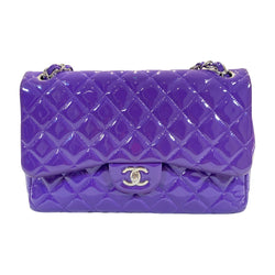 CHANEL JUMBO CLASSIC purple patent leather flap bag