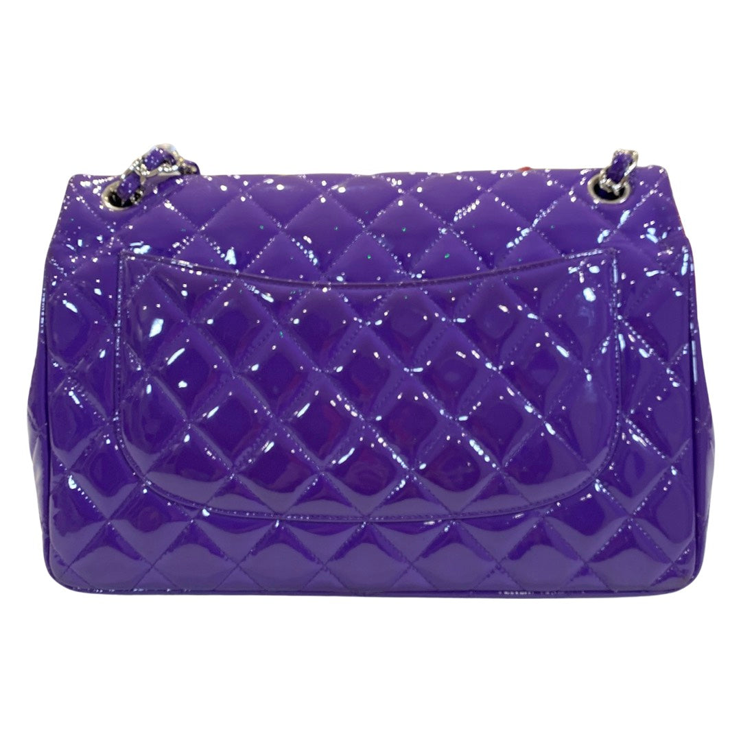 Chanel Coco Enamel Top Handle Flap Clutch with Chain Quilted Caviar