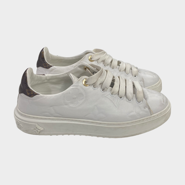 Louis Vuitton Women's White Leather Sneakers With Monogram Print